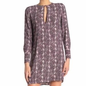 Equipment Bonnie Long Sleeve Shift Mini Dress Snake Skin Lined Size XS